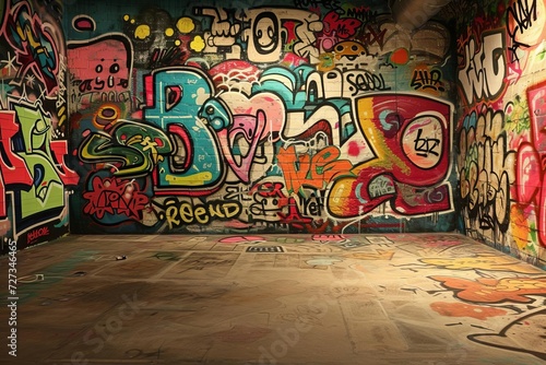 Renowned graffiti artist creating a powerful urban statement Challenging norms and expressing freedom © Bijac