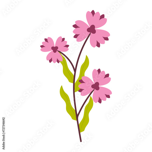 flat color vector flower sprig object