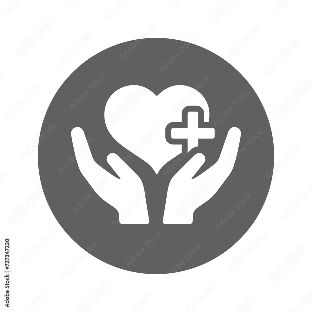 hand with medical heart and cross hand with medical heart and cross