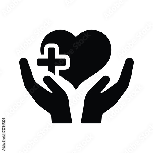 hand with medical heart and cross