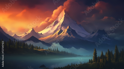 Stunning mountains  panoramic peaks PPT background