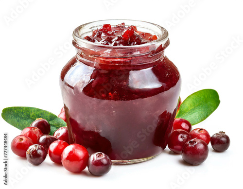 Cranberry Marmelade isoliert auf weißen Hintergrund, Freisteller