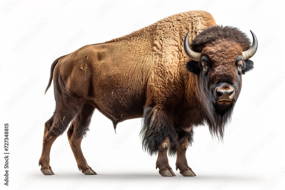 big buffalo bison isolated on white background big buffalo bison isolated on white background