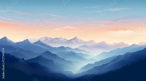 Stunning mountains, panoramic peaks PPT background © ting