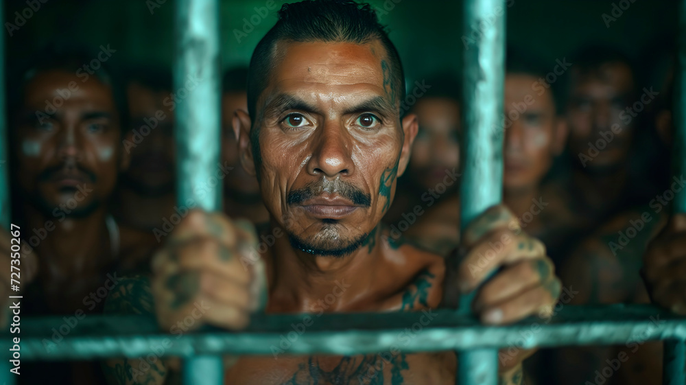 Obraz premium Retrato de un grupo de de pandilleros latinos con tatuajes