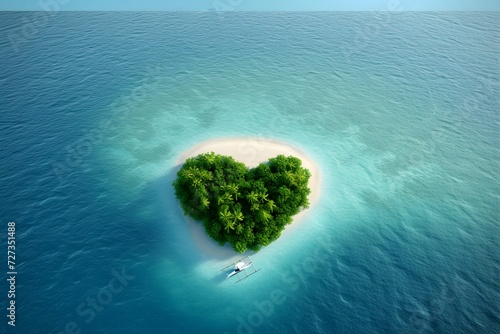 Tropical Island in the Shape of a Love Heart 