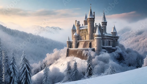 landscape with church and snow