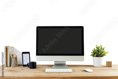 Computer Table on Transparent Background