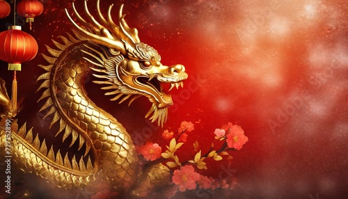 golden dragon on red wall