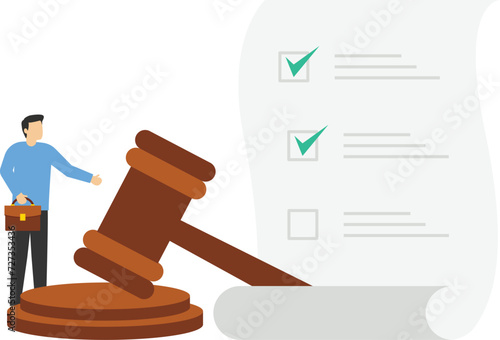 Legal document, attorney or court professional office, law and judgment approval paper concept.a gavel hammer symbol of court or judgement.

