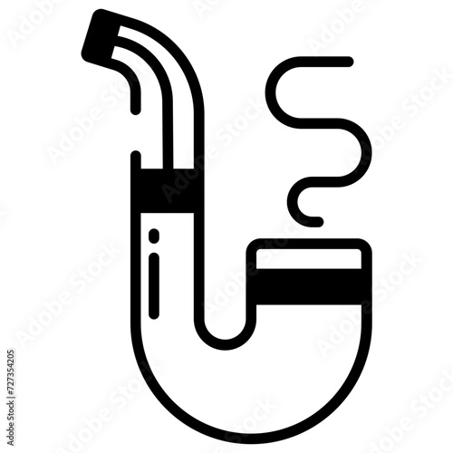 smoking pipe glyph and line vector illustration