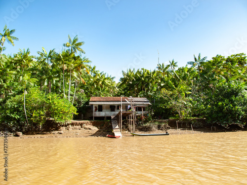 Casa típica de ribeirinhos na Ilha das Cinzas, Pará, Brasil