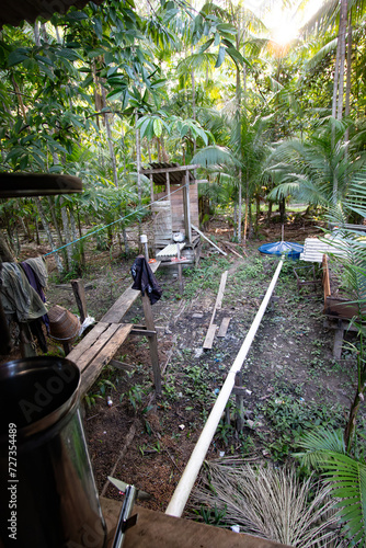 Sistema de Esgoto na Casa de Ribeirinho na Comunidade da Ilha das Cinzas, Arquipélago do Marajó, Pará, Brasil  photo