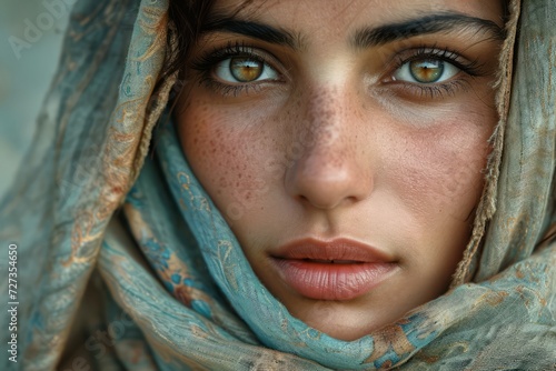 Pakistani woman in national clothes portrait close up of Pakistan realistic detailed photography texture. Pakistan woman. Horizontal format