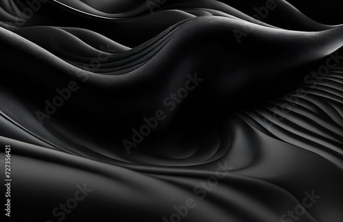 A clean and elegant black cloth or bed sheet background. Generative Ai