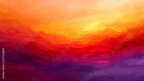 Abstract interpretation of a fiery sunset with vivid reds, oranges, and purples blending seamlessly wallpaper background © Misutra
