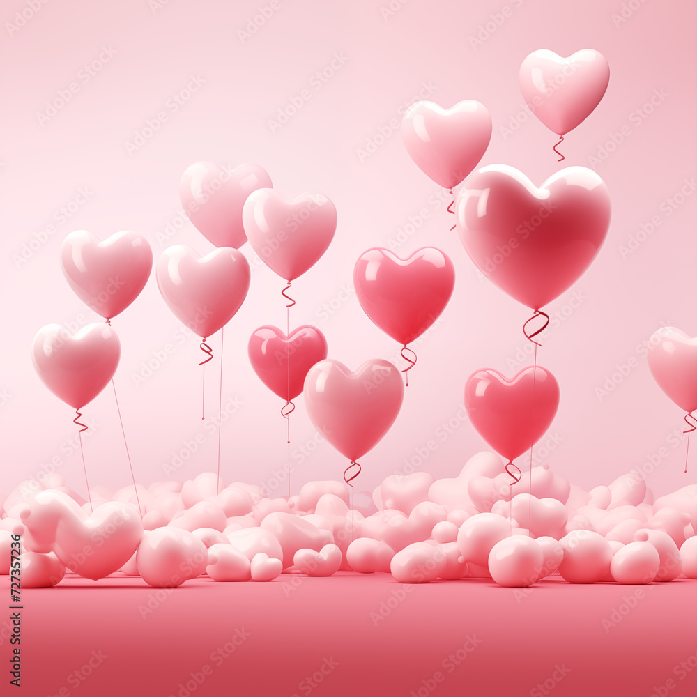 Love hearts shape balloons background for Valentine's Day
