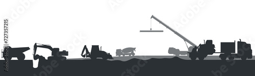 heavy construction machinery in the city. Vector illustration.