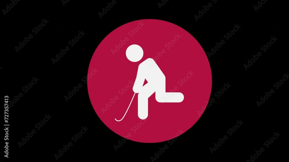 Pictograma de los Juegos Olímpicos de lado derecho con el deporte hockey sobre césped con alpha en un circulo rojo Pictograma de los Juegos Olímpicos de lado derecho con el deporte hockey sobre césped con alpha en un circulo rojo