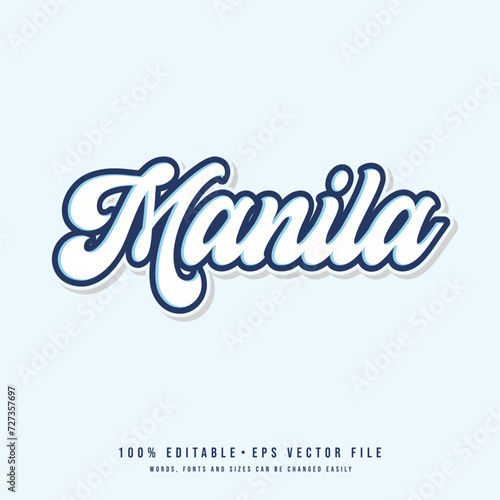 Manila text effect vector. Editable college t-shirt design printable text effect vector 