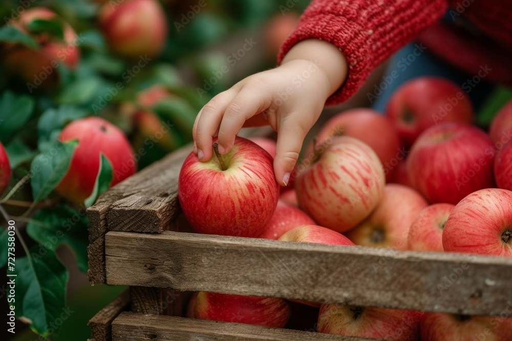 Apple harvest from a farmer's orchard. Backdrop with selective focus and copy space Apple harvest from a farmer's orchard. Backdrop with selective focus and copy space