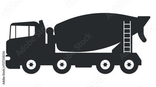 Cement mixer truck. Cargo truck concrete mixer. Vector illustration.