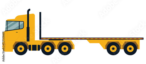 Flatbed trailer tractor truck icon. Vector illustration.