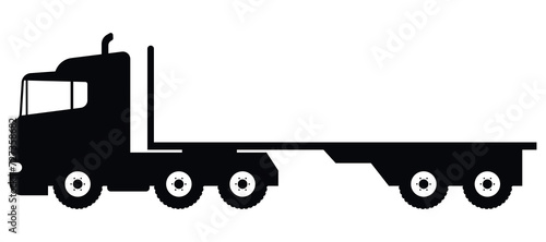 Flatbed trailer tractor truck icon. Vector illustration. photo