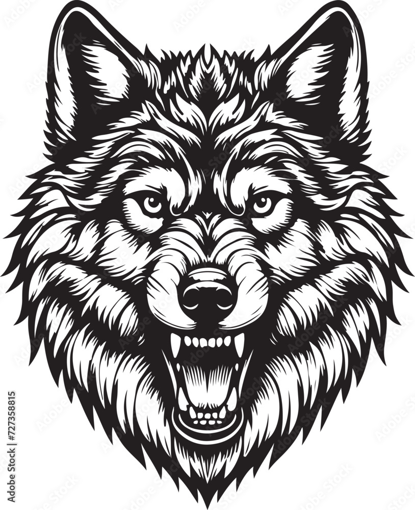 wolf head silhouette vector image, vector artwork of a wolf head wolf head silhouette vector image, vector artwork of a wolf head