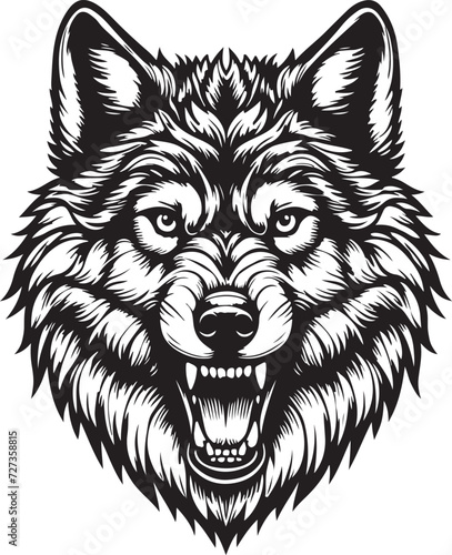 wolf head silhouette vector image, vector artwork of a wolf head
