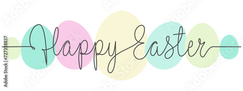 happy easter letter hand writen calligraphy. Editable stroke vector eps