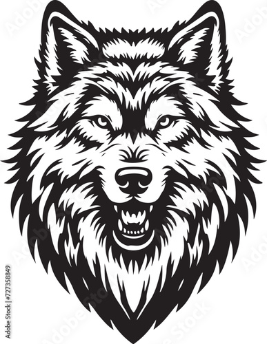 wolf head silhouette vector image, vector artwork of a wolf head