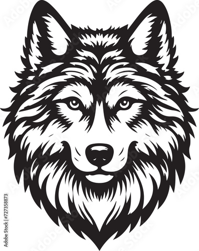 wolf head silhouette vector image, vector artwork of a wolf head
