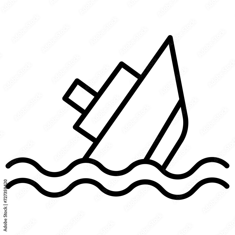 Boat Sink Icon Boat Sink Icon