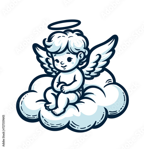 cute baby angel graphic vector illustration
