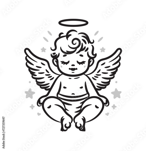 cute baby angel graphic vector illustration
