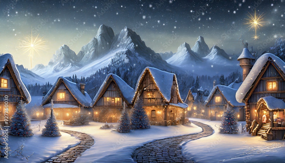 Fototapeta premium christmas night landscape
