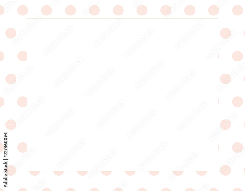 水玉模様のシンプルなカード、フレーム｜サーモンピンク色 -Print/Card/Pink