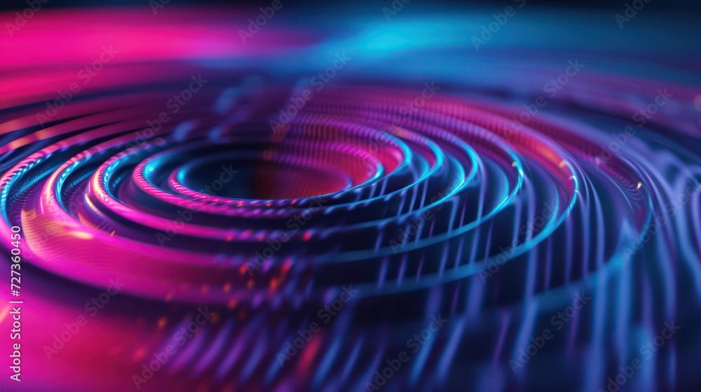 Circular soundwave background, featuring a futuristic RGB wallpaper with vibrant neon wave lights. Circular soundwave background, featuring a futuristic RGB wallpaper with vibrant neon wave lights.