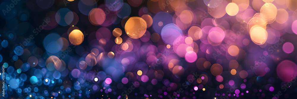 bokeh lights with blur effect, blue, yellow and purple