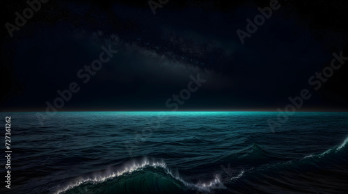 Nighttime Serenity  Ocean Waves Glistening in the Moonlight