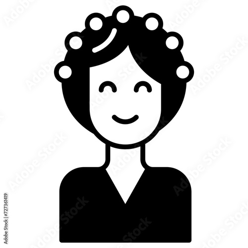 Hair curler glyph and line vector illustration