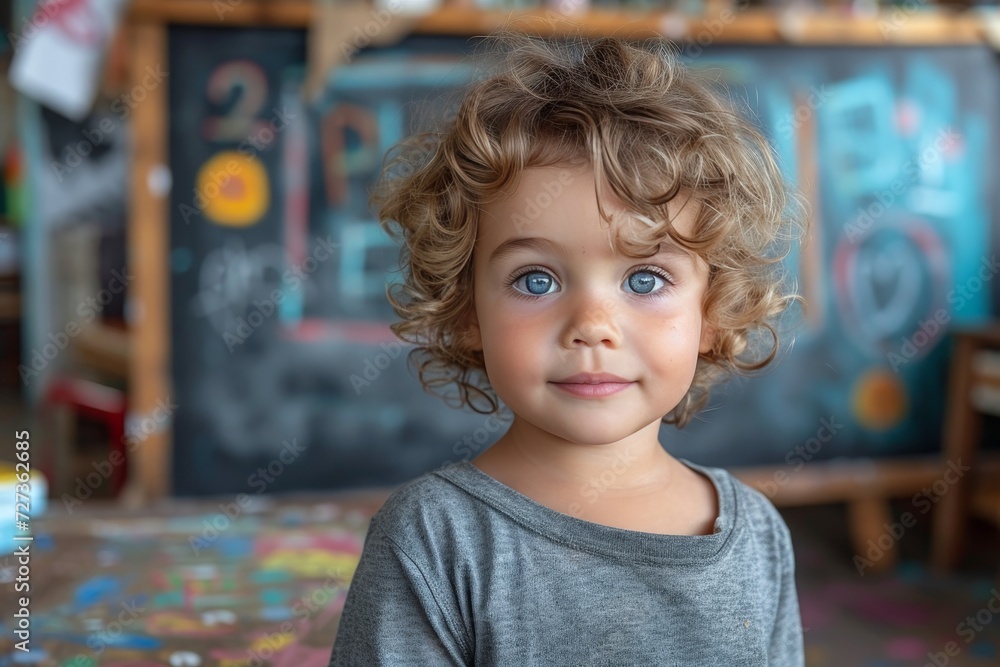 Captivating young child model with a cherubic face, adorned in stylish ...