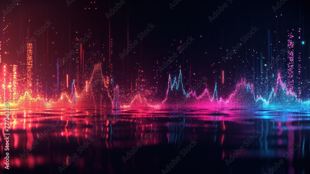 Colorful soundwave background, featuring a futuristic RGB wallpaper with vibrant neon wave lights.
