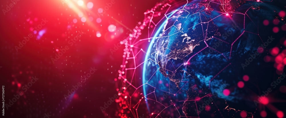 Internet globe network with communication, in the style of colorful. Generate AI image Internet globe network with communication, in the style of colorful. Generate AI image