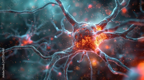 Stunning backdrop with a 3D depiction of a neuron.