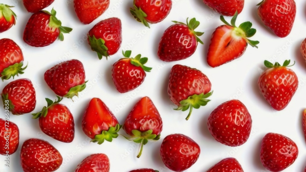 Pattern with juicy strawberry isolated on white background Pattern with juicy strawberry isolated on white background