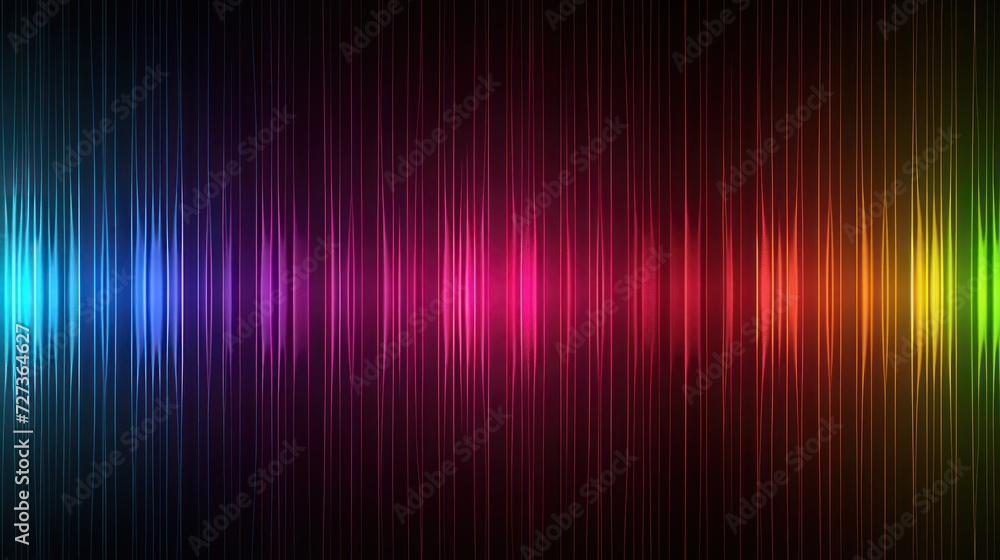 Colorful neon wave lights on a futuristic RGB wallpaper with a dynamic soundwave background.