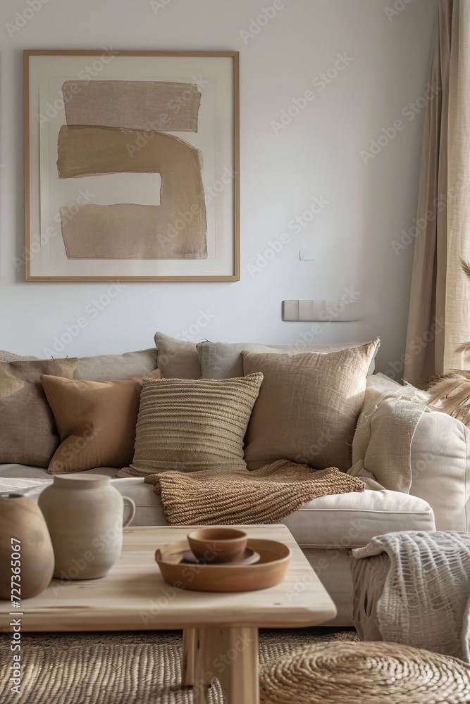 Fototapeta premium Abstract minimalist nordic vibrant wallpaper, design, decor style that captures the essence of art, with bold brushstrokes and a dynamic color palette that evokes a sense of passion and creativity.