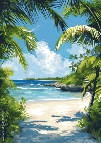 Coconut trees with beach sand on blue background. summer concept.